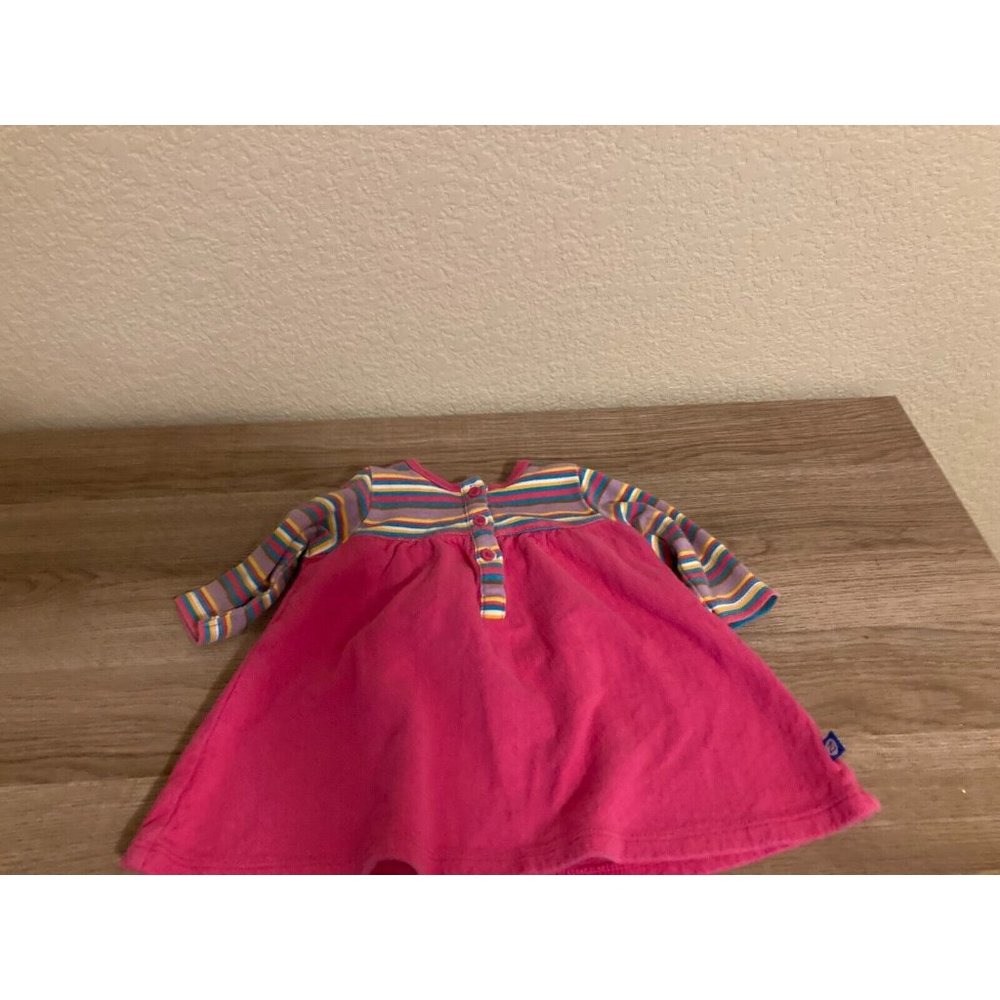 Zutano Pink Skirt Rainbow Stripe Top Long Sleeve Dress Cotton 6 Months Casual